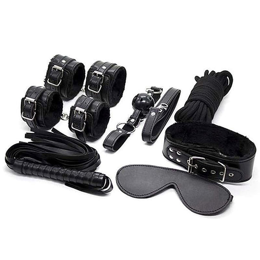 Plush SM Bondage Kit 7 Pcs Black