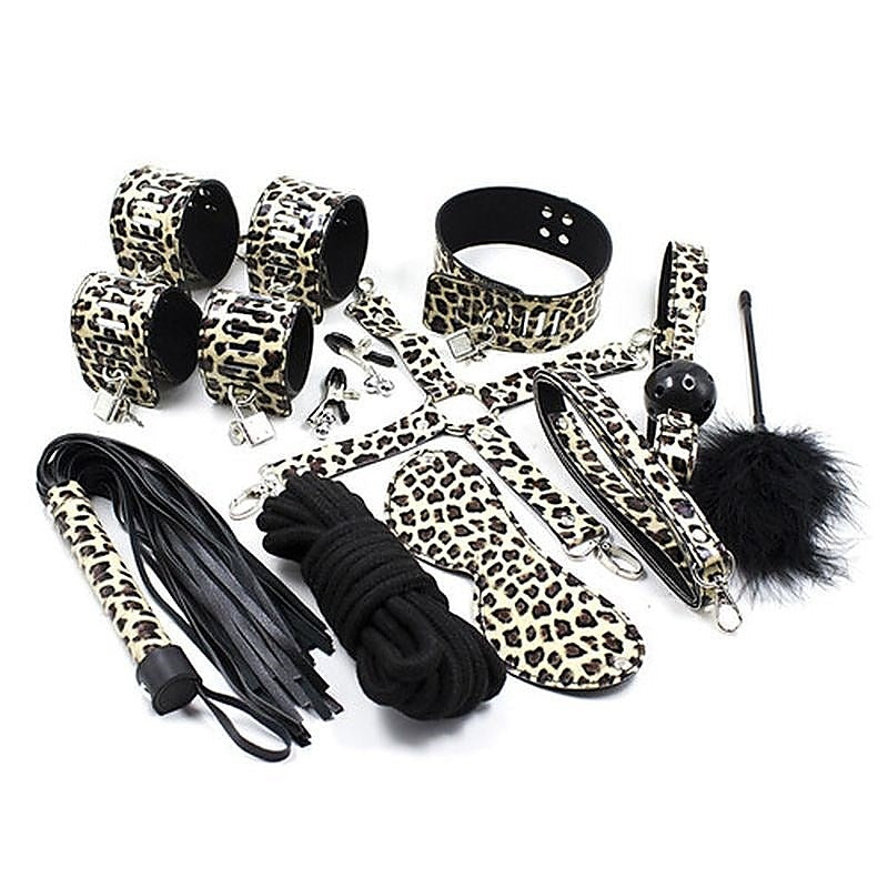 Captivating Leopard Print BDSM Pleasure Set - Bondage Kits