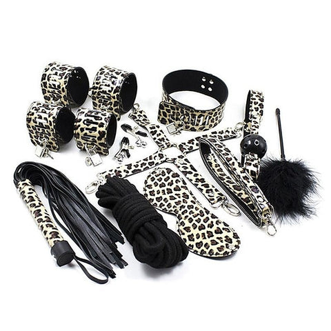 Captivating Leopard Print BDSM Pleasure Set - Bondage Kits