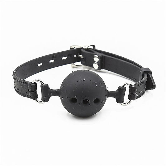 Full Silicone Breathable Ball Gag - Black - Bondage Gags and Bits