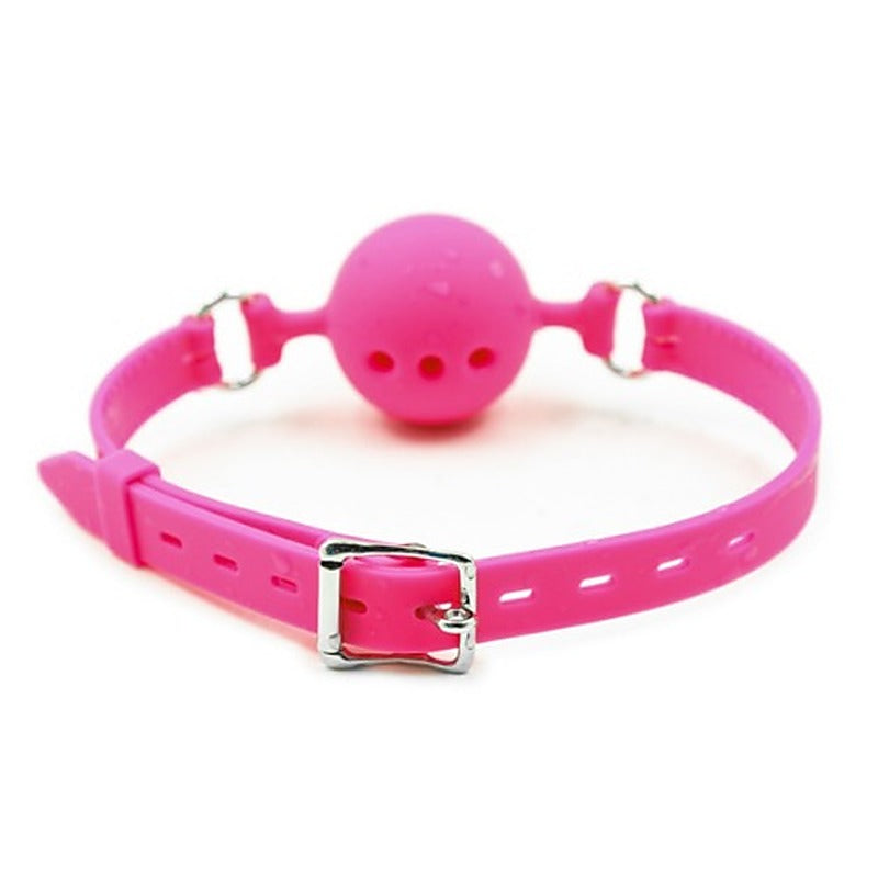 Full Silicone Breathable Ball Gag - Pink - Bondage Gags and Bits