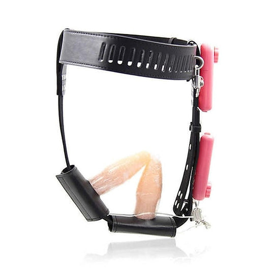 Female Chastity Belt With Double Vibration Plug - Male Chastity