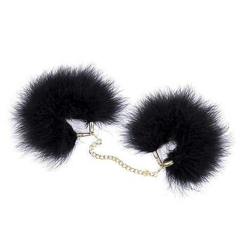Fur Cuffs with Golden Chain by BDStyle - Cuffs and Restraints