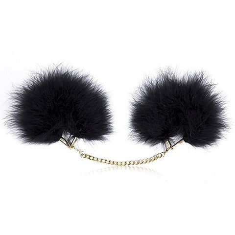 Fur Cuffs with Golden Chain by BDStyle - Cuffs and Restraints