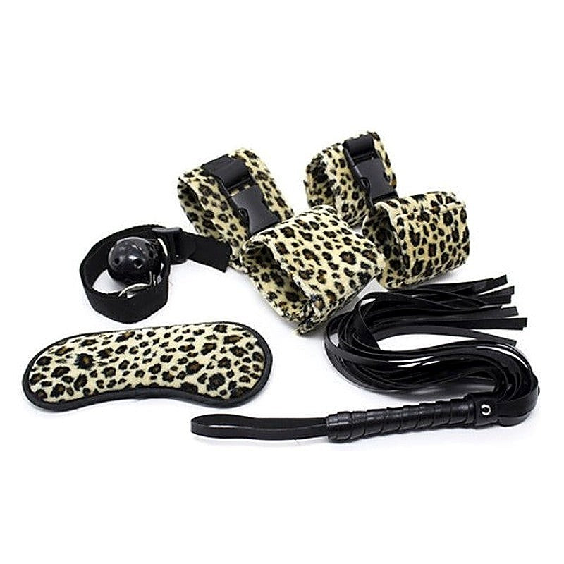 Leopard Print Soft Restraint Kit 5 piece - Bondage Kits