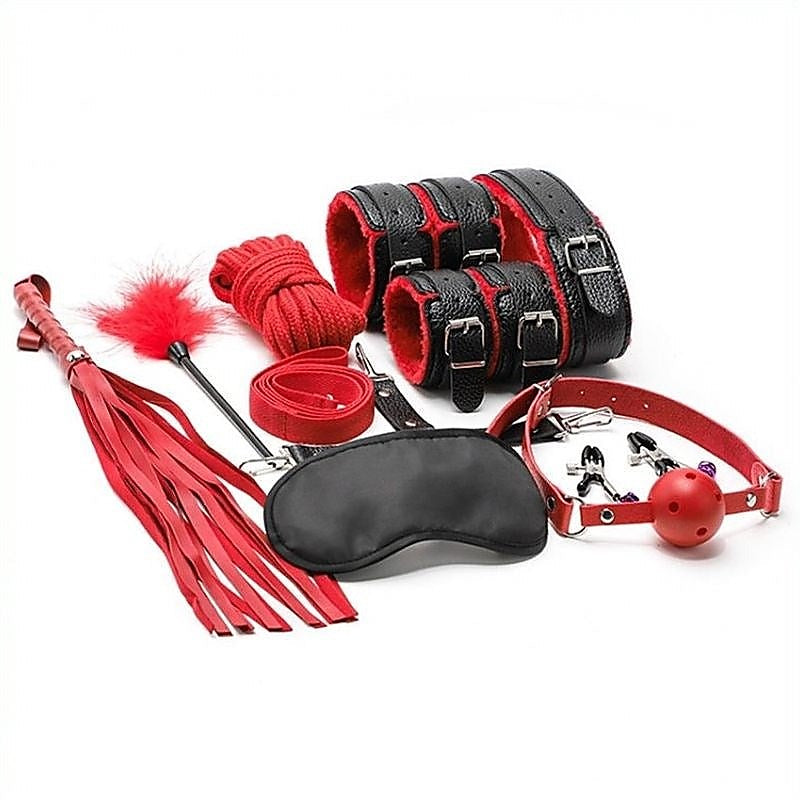 BDStyle Litchi Pattern 10-Piece Plush Bondage Set - Bondage Kits