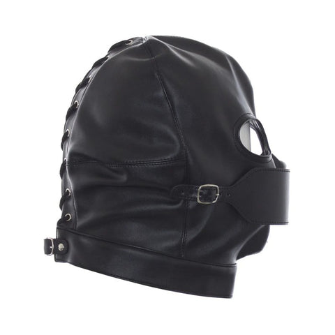BDStyle Leather Hood Full Mask Eyes & Mouth Detachable - Blindfolds And Masks