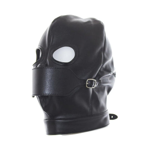 BDStyle Leather Hood Full Mask Eyes & Mouth Detachable - Blindfolds And Masks