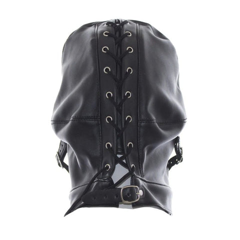BDStyle Leather Hood Full Mask Eyes & Mouth Detachable - Blindfolds And Masks