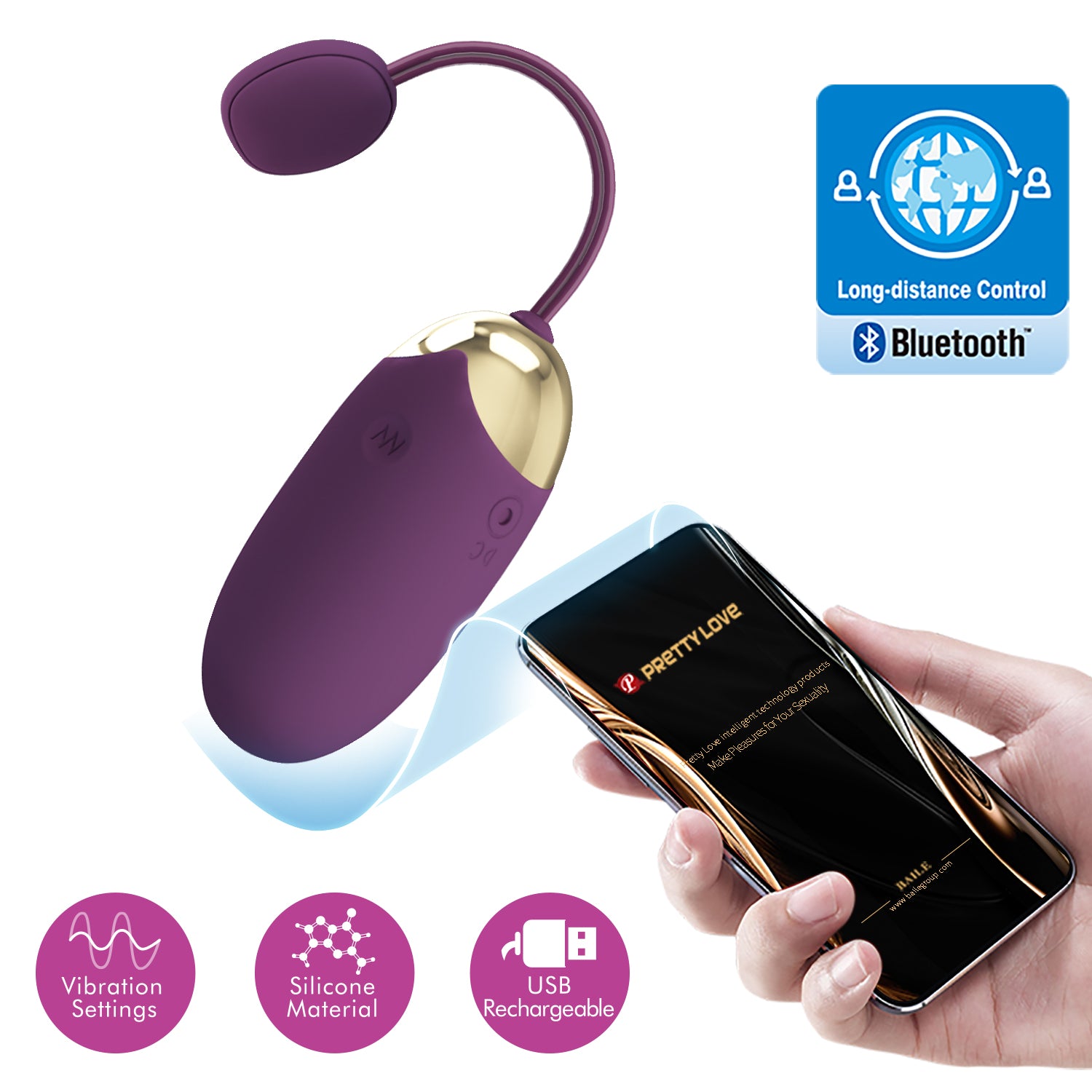 Baile App Control Abner Love Egg Vibrators Purple Love Eggs and Kegel Exercisers
