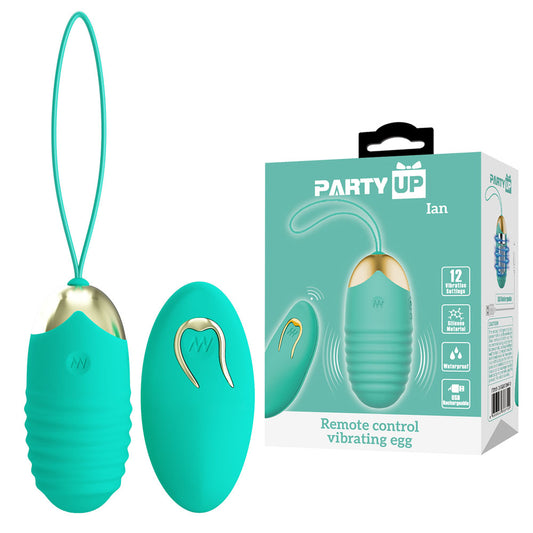 Party Up IAN Vibrating Egg with Wireless Remote Teal Love Eggs and Kegel Exercisers
