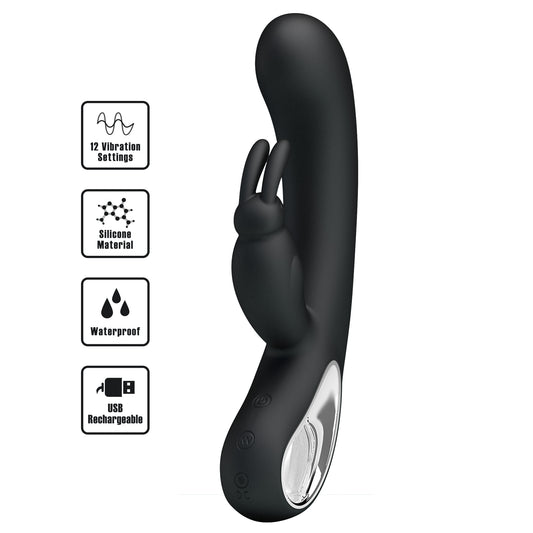 Party Up COLIN USB Rechargeable Rabbit Vibrator Black Rabbit Vibrators