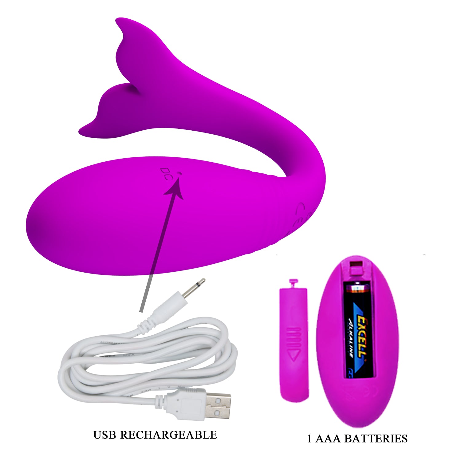 Baile Jordyn Whale Remote Control Couples Vibrator - Sex Toys For Couples