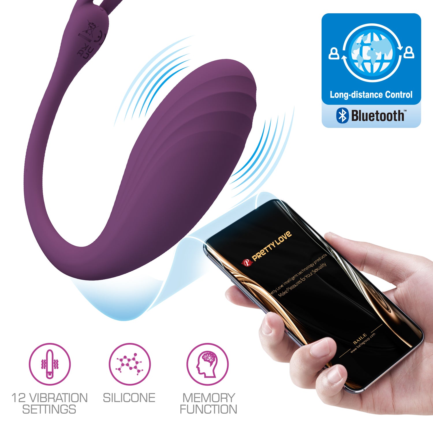 Baile Pretty Love CATALINA Fully Silicone Wearable Vibrator Purple Love Eggs and Kegel Exercisers