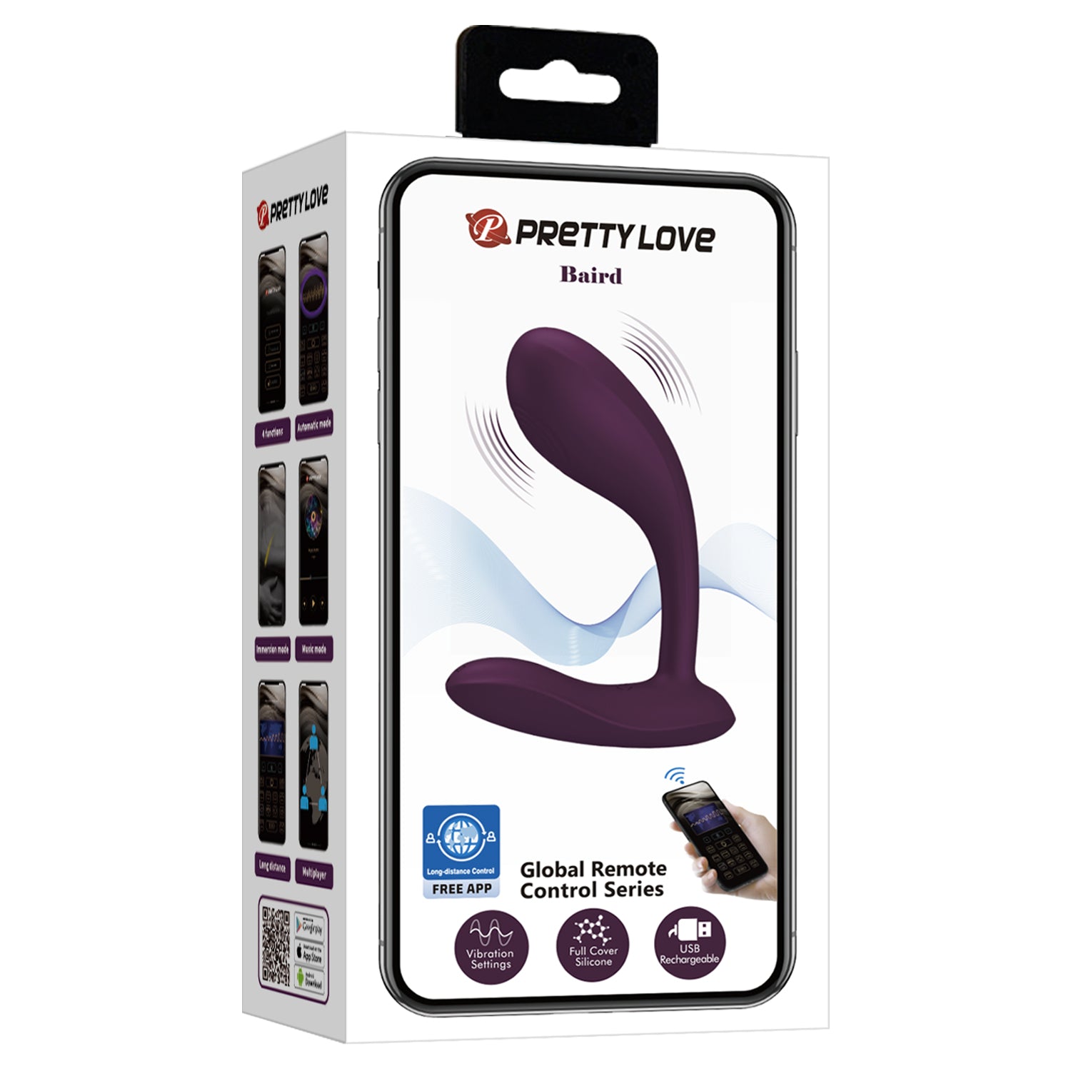 Baile Pretty Love BAIRD Mobile Ppp Control Silicone vibrator G-Spot Vibrators