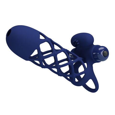Pretty Love Giann Powerful Vibrating Cock Ring Navy Blue - Vibrating Cock Rings