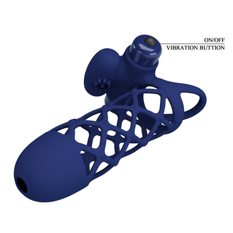 Pretty Love Giann Powerful Vibrating Cock Ring Navy Blue - Vibrating Cock Rings