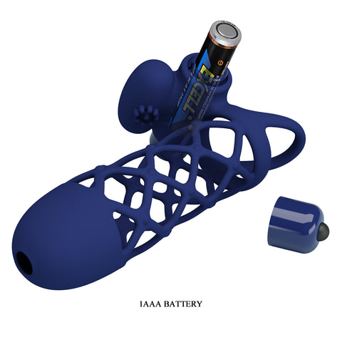 Pretty Love Giann Powerful Vibrating Cock Ring Navy Blue - Vibrating Cock Rings