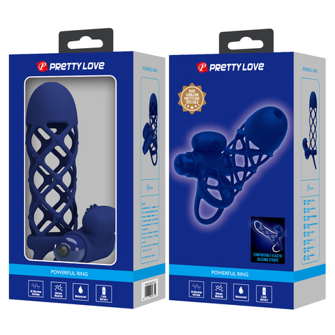 Pretty Love Giann Powerful Vibrating Cock Ring Navy Blue - Vibrating Cock Rings