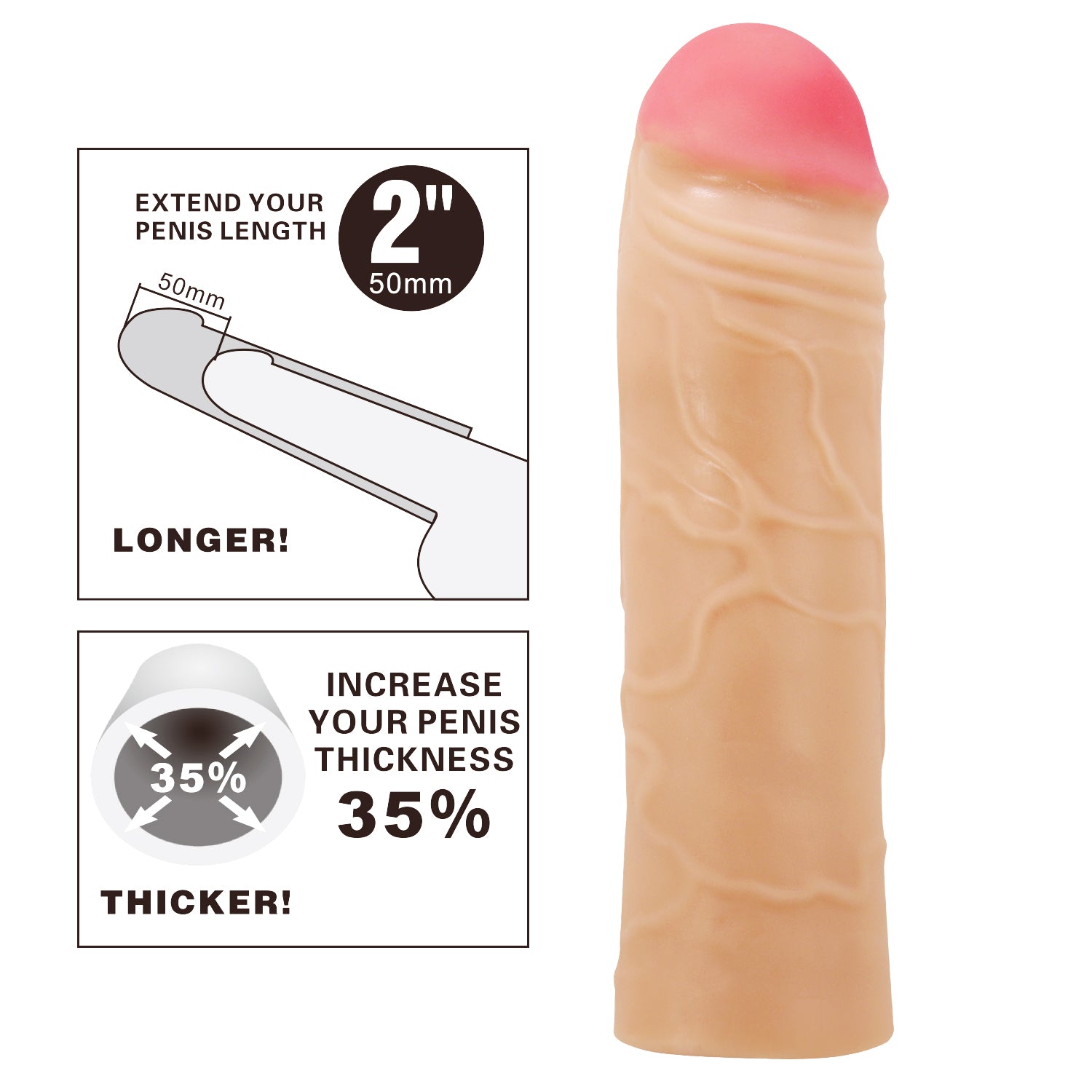 Pretty Love Chane 7.1 Inch Penis Extender Sleeve Penis Sleeves and Extenders