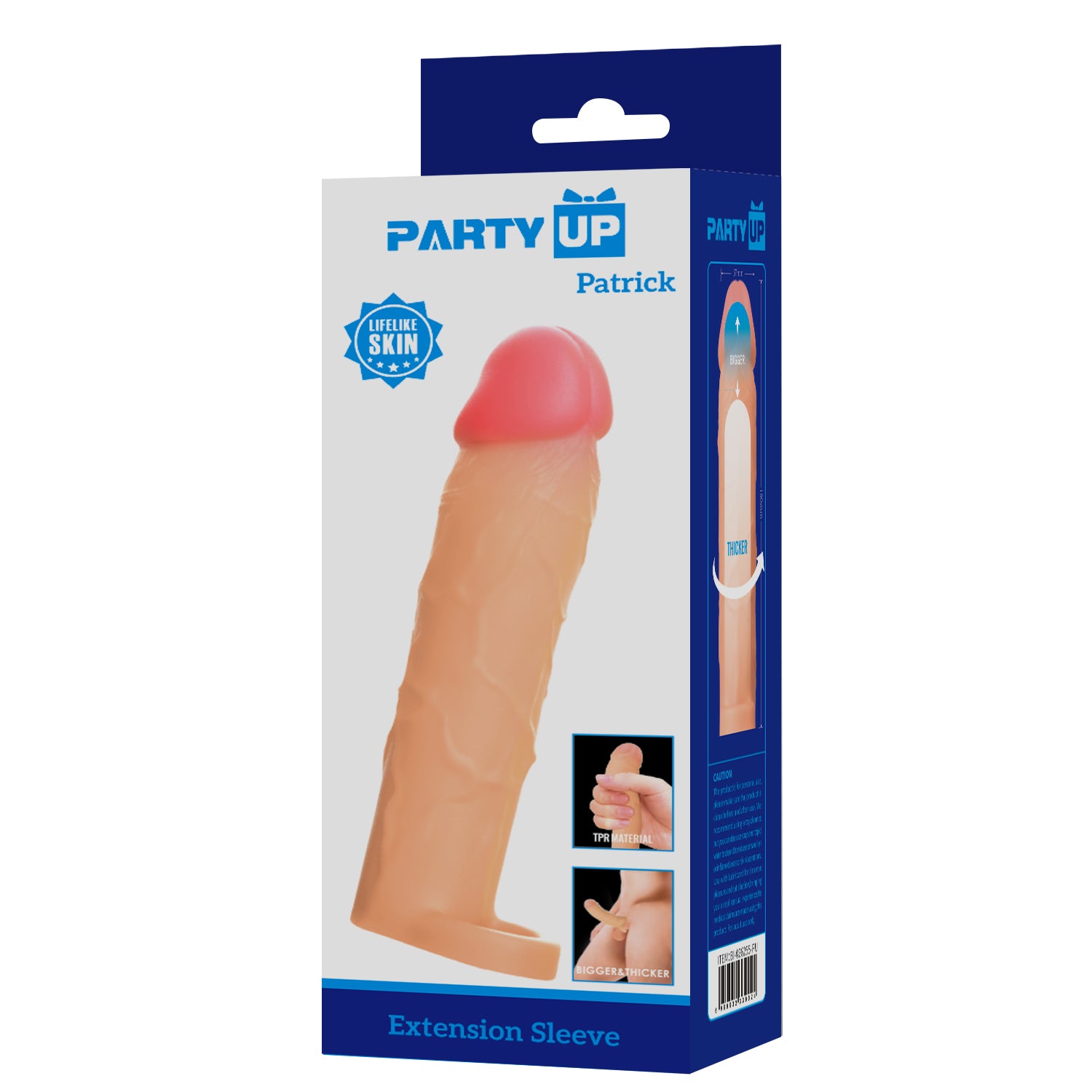 Party Up PATRICK 2 Inch Extender Sleeve with Ball Strap Penis Sleeves and Extenders