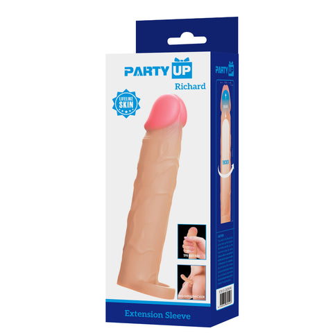 Party Up RICHARD 3 Inch Penis Sleeve with Ball Strap - Penis Sleeves and Extenders