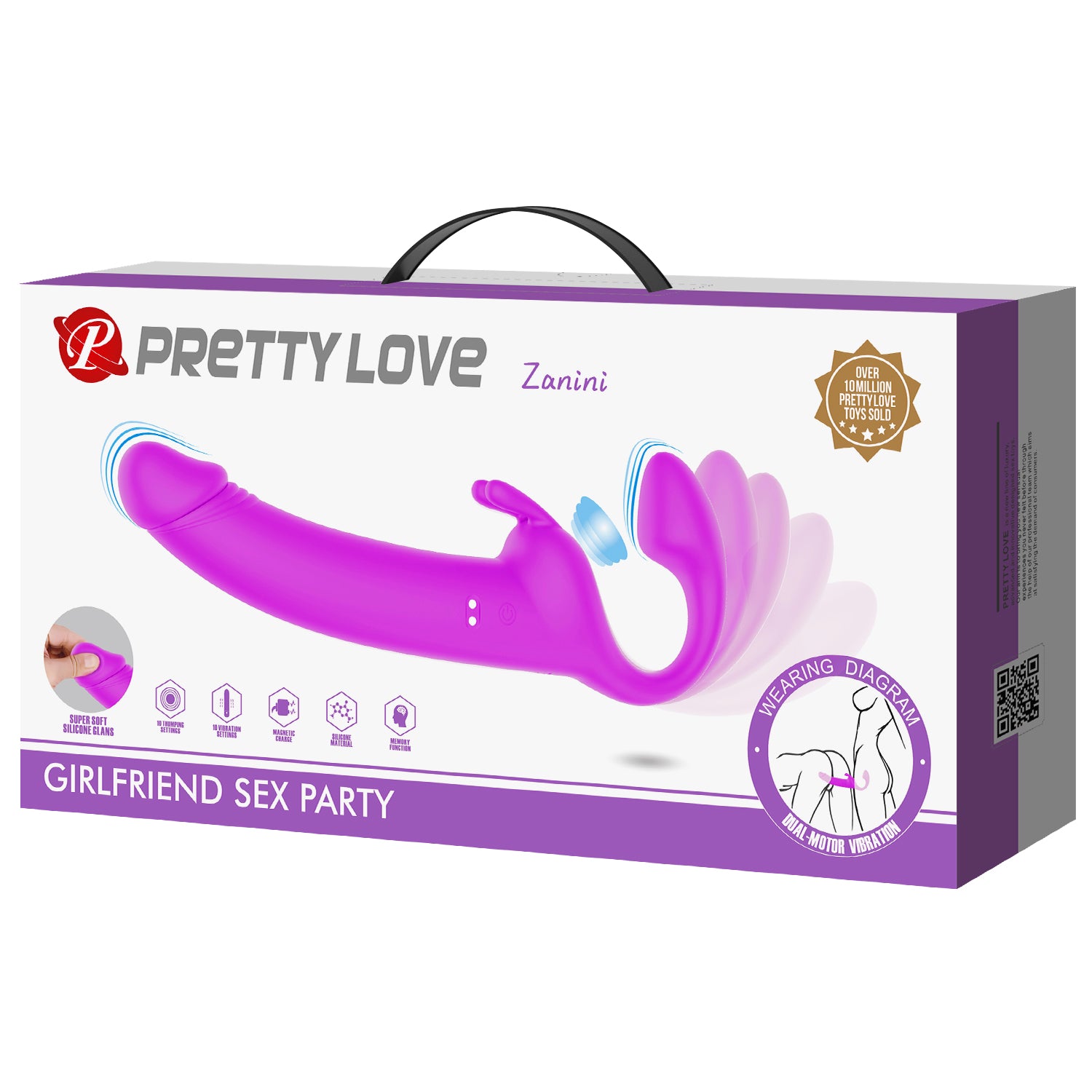 Pretty Love Zanini Vibrating Strapless Strap On Purple Strap On Sextoys