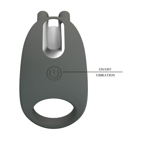 Pretty Love Stratus Rechargeable Master Cock Ring Grey - Vibrating Cock Rings