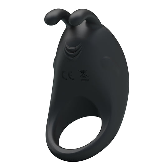 Pretty Love Rechargeable Rabbit Vibrator Cockring Black Vibrating Cock Rings