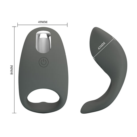 Pretty Love Gemma Rechargeable Master Penis Ring Grey - Vibrating Cock Rings