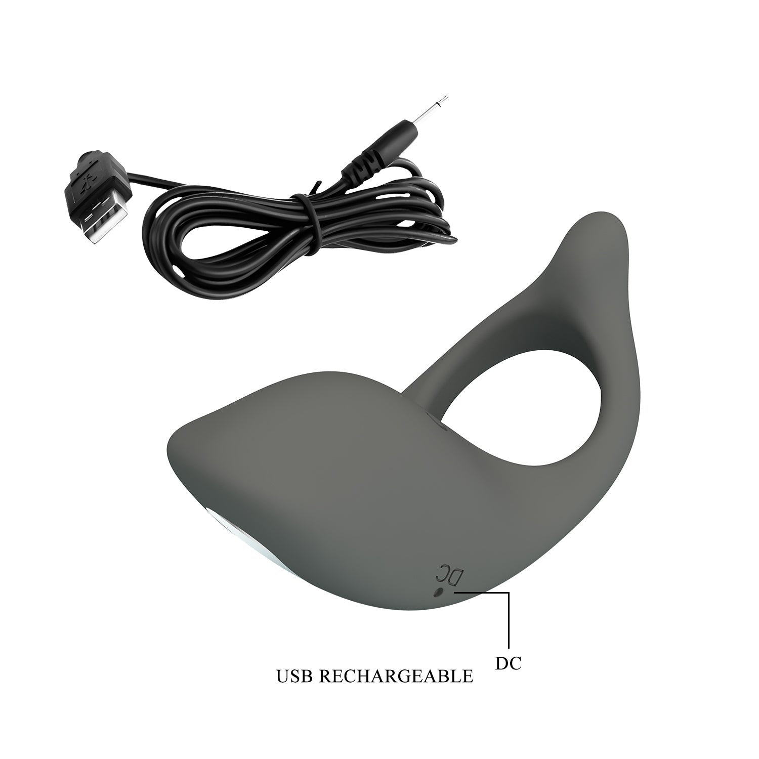 Pretty Love Gemma Rechargeable Master Penis Ring Grey Vibrating Cock Rings