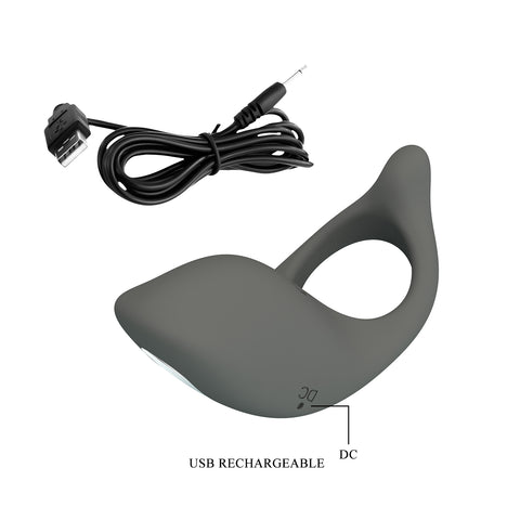 Pretty Love Gemma Rechargeable Master Penis Ring Grey - Vibrating Cock Rings
