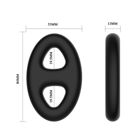 CRAZY BULL Silicone Oval Cock & Ball Ring Black - Ball and Cock Toys