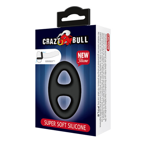 CRAZY BULL Silicone Oval Cock & Ball Ring Black - Ball and Cock Toys