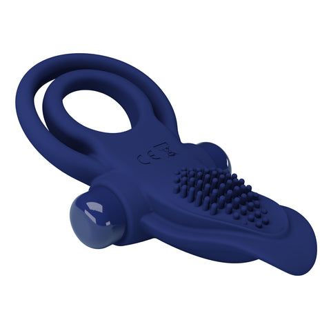 Pretty Love Bronson Silicone Vibrating Cock Ring Navy Blue - Vibrating Cock Rings