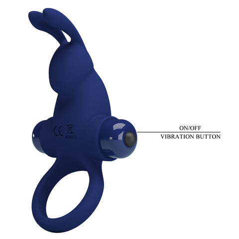 Pretty Love Jiro 10 Functions Powerful Cock Ring Navy Blue - Vibrating Cock Rings