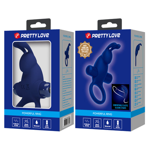 Pretty Love Jiro 10 Functions Powerful Cock Ring Navy Blue - Vibrating Cock Rings