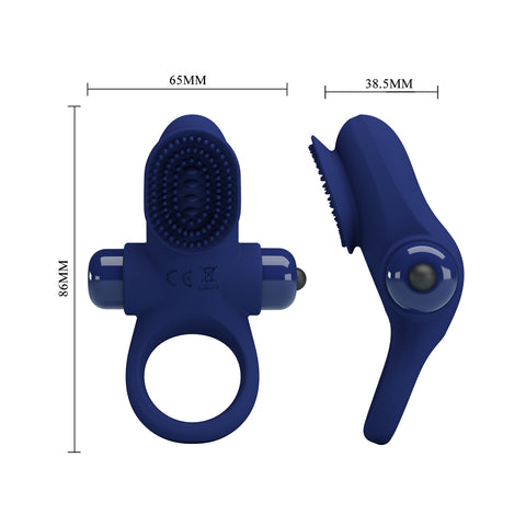 Pretty Love Palle Powerful Vibrating Penis Ring Navy Blue - Vibrating Cock Rings