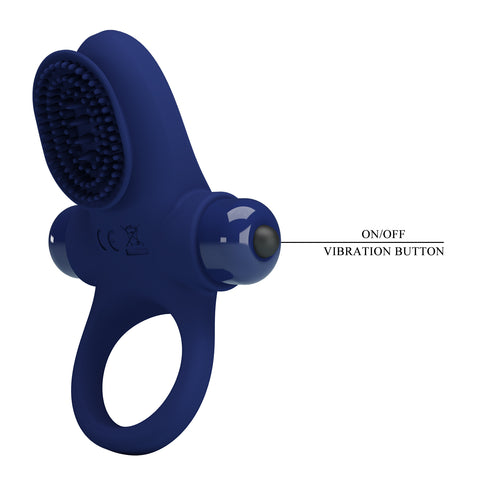 Pretty Love Palle Powerful Vibrating Penis Ring Navy Blue - Vibrating Cock Rings