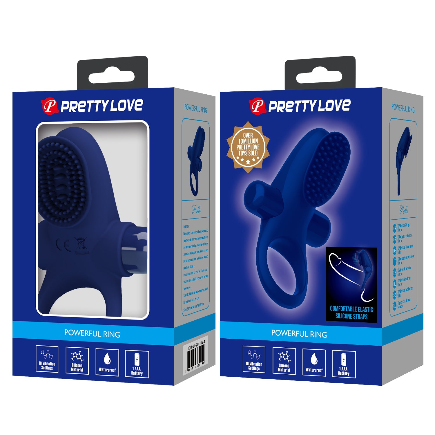 Pretty Love Palle Powerful Vibrating Penis Ring Navy Blue Vibrating Cock Rings