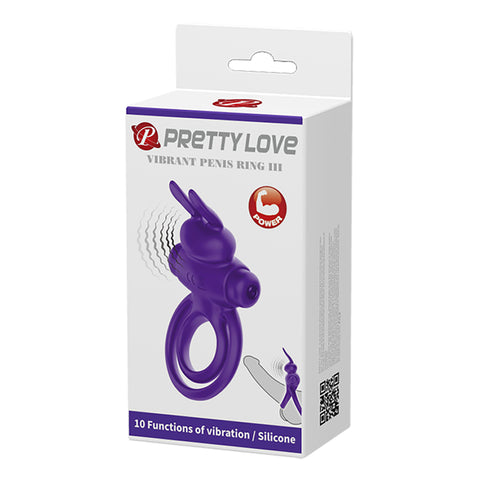 Pretty Love 10 Functions Silicone Vibrant Penis Ring III - Vibrating Cock Rings