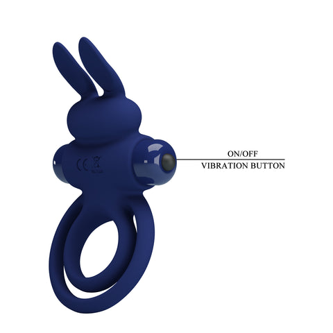 Pretty Love Darey Powerful Vibrating Dick Ring Navy Blue - Vibrating Cock Rings
