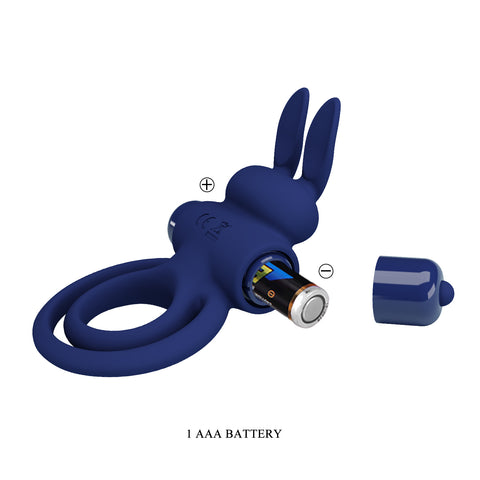 Pretty Love Darey Powerful Vibrating Dick Ring Navy Blue - Vibrating Cock Rings