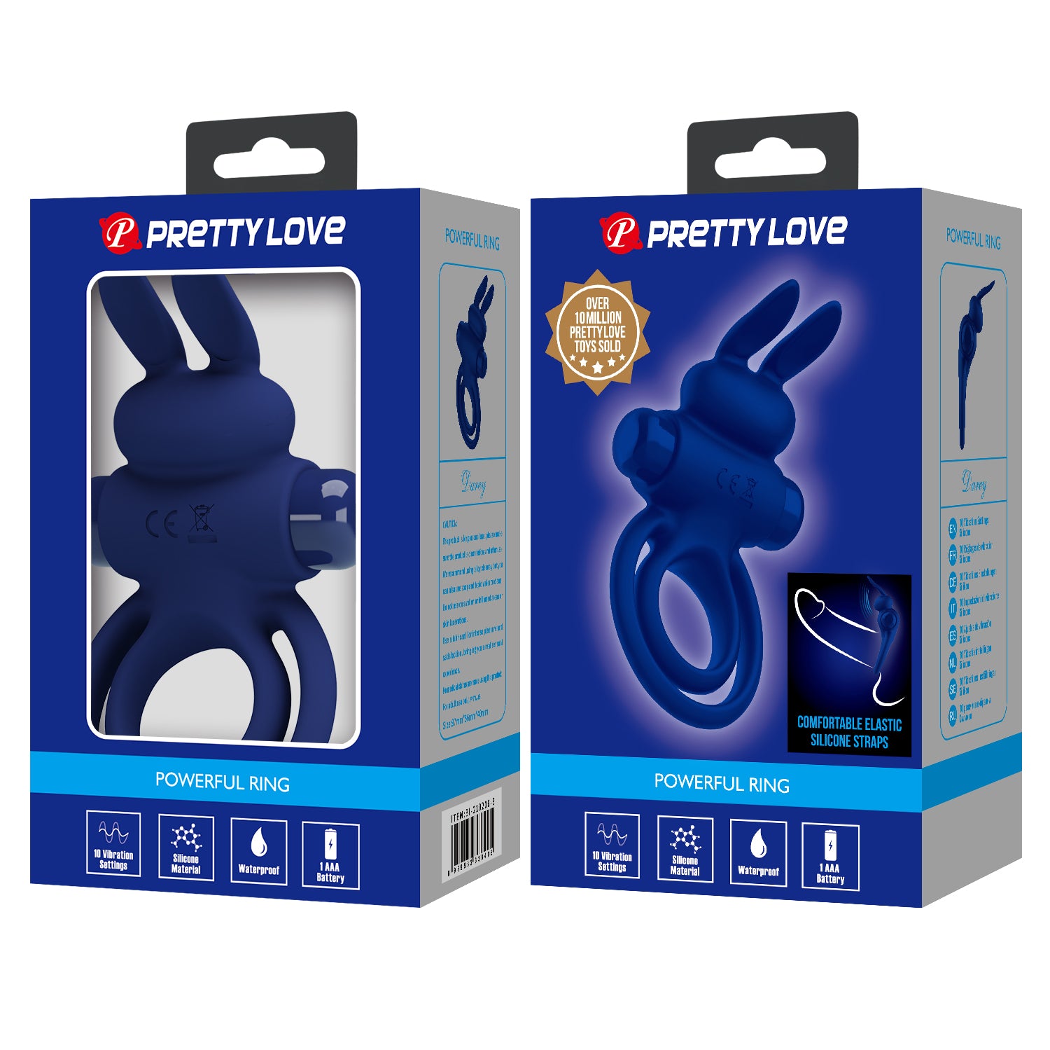 Pretty Love Darey Powerful Vibrating Dick Ring Navy Blue Vibrating Cock Rings