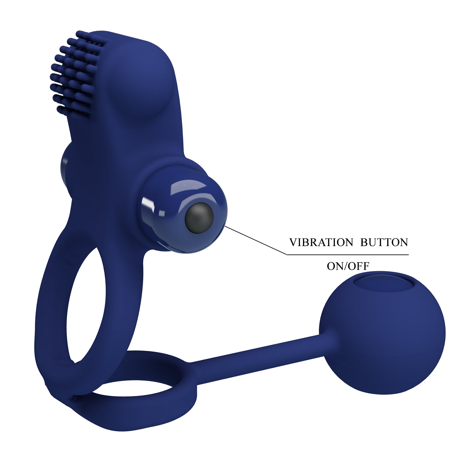 Pretty Love Remington Powerful Mens Cock Ring Navy Blue Vibrating Cock Rings