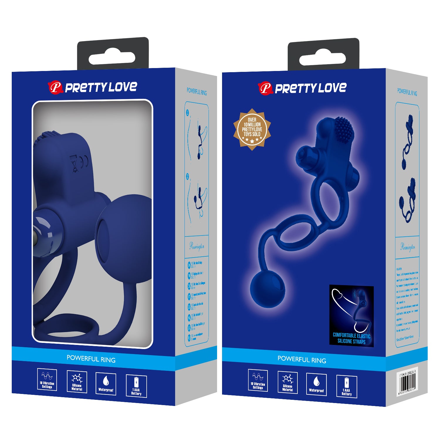 Pretty Love Remington Powerful Mens Cock Ring Navy Blue Vibrating Cock Rings