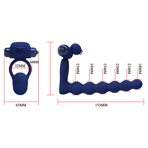 Pretty Love Ajmal Vibrating Mens Cock Ring Navy Blue - Vibrating Cock Rings