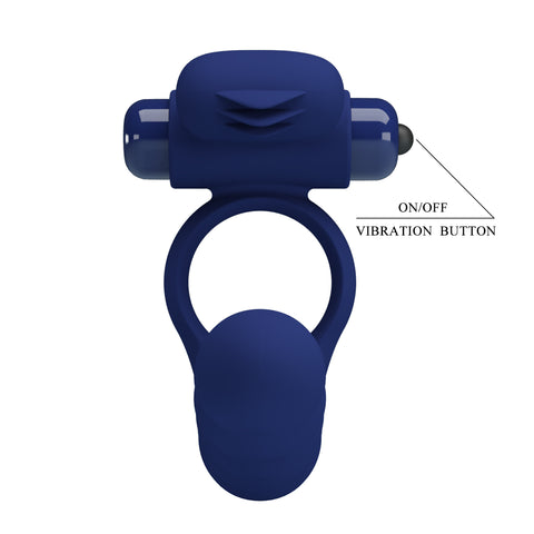Pretty Love Ajmal Vibrating Mens Cock Ring Navy Blue - Vibrating Cock Rings