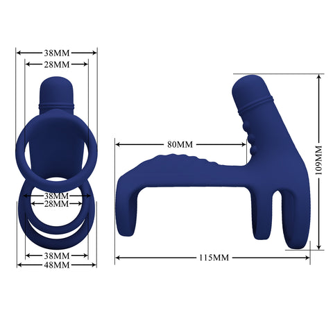 Pretty Love Elish Powerful Male Penis Ring Navy Blue - Vibrating Cock Rings