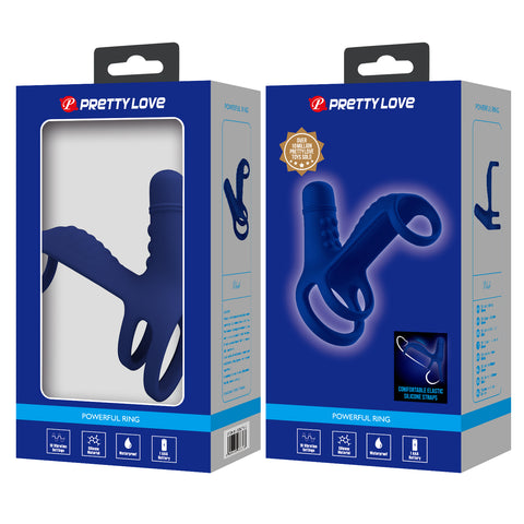 Pretty Love Elish Powerful Male Penis Ring Navy Blue - Vibrating Cock Rings